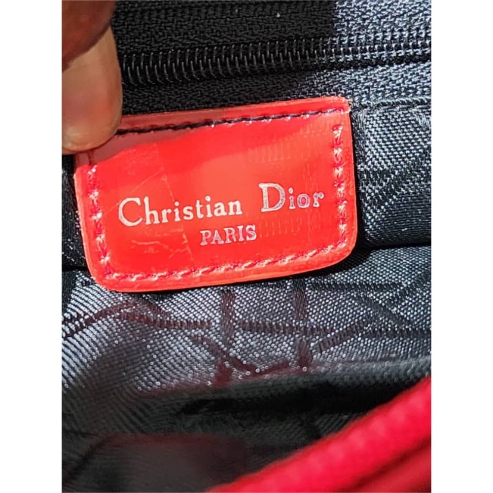 Authentic Christian Dior Vintage Canage Quilted Nylon Lady Dior Hand Bag Red - Picture 7 of 15